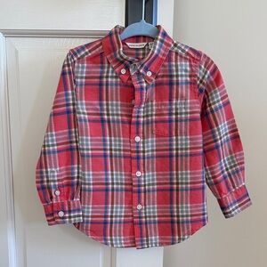 Janie and Jack Linen Plaid Button-Down Shirt